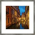 Narrow Canal In Venice After Sunset #1 Framed Print