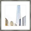 New York City, Manhattan, Lower Manhattan, One World Trade Center, Freedom Tower, National September 11 Memorial With Freedom Tower During The Foliage #1 Framed Print