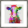Rainbow Splash Cow #1 Framed Print