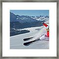 Skier In Corviglia Area, Switzerland #1 Framed Print