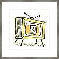 Television With Man On Screen #1 Framed Print