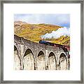 Uk, Scotland, Highland, Glenfinnan, Great Britain, British Isles, The Jacobite Steam Train On The Glenfinnan Viaduct Which Inspired The Harry Potter Hogwarts Express #1 Framed Print