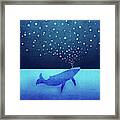 Whale Spouting Stars Framed Print