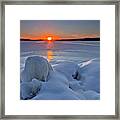 Winter Sunset On Frozen Lake #1 Framed Print