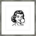 Woman Blowing Bubble-gum Bubble #1 Framed Print