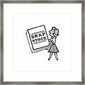 Woman Holding Large Snapstock Book #1 Framed Print