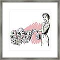 Woman With Bag Of Groceries And Purse #1 Framed Print