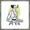 Woman With Tray Of Canapes #1 Framed Print