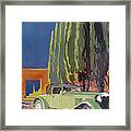 1928 Lorraine Coupe At Speed With Woman Driver Country Road Original French Art Deco Illustration Framed Print