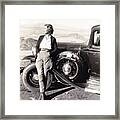 1930s Myrna Loy With Ford Coupe In Las Vegas Framed Print