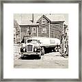 1950s Photo Atlantic Gas Station Fuel Truck Car Pump Scene Fitchburg Ma Framed Print