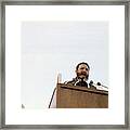 Fidel Castro Speaking At Podium #2 Framed Print