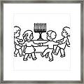 Four Children Playing Around A Menorah #2 Framed Print