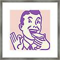 Man Eating Toast And Gesturing #2 Framed Print
