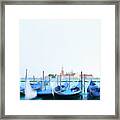 Row Of Gondolas Parked On City Pier #2 Framed Print