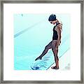 Swimmer Next To Pool #2 Framed Print