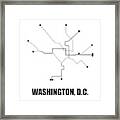 Washington Dc White Subway Map #2 Framed Print