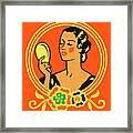 Woman Looking In A Mirror #2 Framed Print