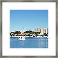 Boats Anchored In The Sea, Bayfront #3 Framed Print