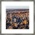 New York City, Manhattan, Central Park, Aerial View Towards Central Park With Foliage At Sunset #3 Framed Print