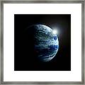 3d View Of Earth From Space With Moon Framed Print