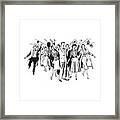Crowd Of People Smiling With Hands In Air #4 Framed Print