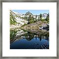 Scenic View Of A Mountain Peak And Its Reflection On A Lake. #4 Framed Print