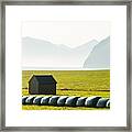 Rural Scene With Farm Field And Hay #5 Framed Print