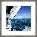 Sailing In The Wind With Sailboat Framed Print