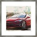 Tesla Model S Drawing #8 Framed Print