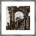 A Capriccio With Ruins And Figures Framed Print