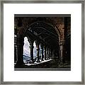 A Ruined Gothic Colonnade By Louis Daguerre Framed Print
