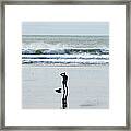 A Surfer Watches The Waves Before Framed Print