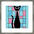 Abstract Cat In Blue And Pink Framed Print