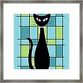 Abstract Cat In Light Blue Framed Print