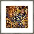 Abstract Fantasy Space With Golden Circle Pattern. Art Wallpaper Framed Print