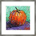 Abstract Pumpkin Halloween Mood - Impasto Palette Knife Oil Painting Mona Edulesco Framed Print