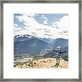 Active Mother Stands On The Summit Of The Cascade Lookout With Baby Framed Print