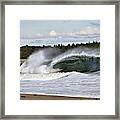 Admiring A Killer Wave At Popham Beach, Maine Framed Print