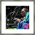 Adventurous Woman With Her Daughter In A Camping Enjoying A Sunny Day Framed Print