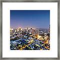 Aerial Cityscape View In Asia Framed Print