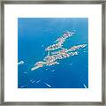 Aerial Drone Shot View Of Yachts Framed Print