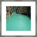 Aerial View Of Canoes In River Valley Framed Print