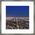 Aerial View Of Los Angeles At Twilight Framed Print