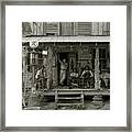 African American And A White Store Owner On The Porch Of A Country Store Framed Print