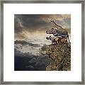 African Animals On The Edge Of A Cliff Framed Print