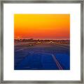 Airport Runway At Sunset Framed Print