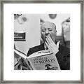 Alfred Hitchcock Yawning Over Book Framed Print