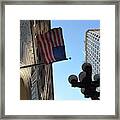 American Flag Downtown La Framed Print