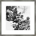 American Marines Rest In Snow In Korea Framed Print